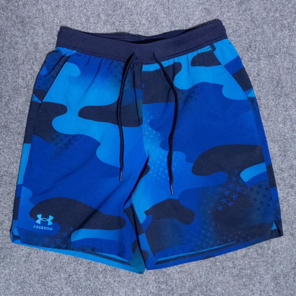 Under Armour UA Freedom Shorebreak Blue Camo Board Shorts Men's Medium 1377188